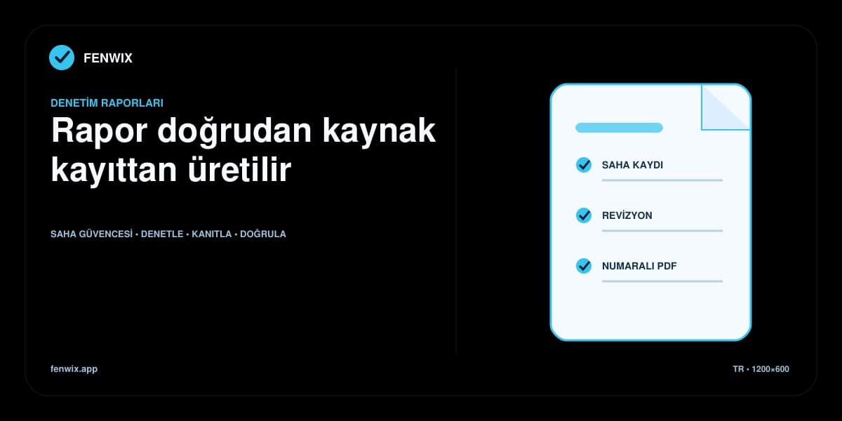 Saha kaydının revizyon bağlamı korunarak numaralı PDF denetim raporuna dönüşümünü gösteren diyagram.