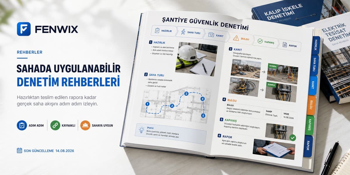 Hazırlık, saha turu, kanıt, bulgu, kapanış ve rapor teslimini kapsayan uygulamalı saha rehberi.