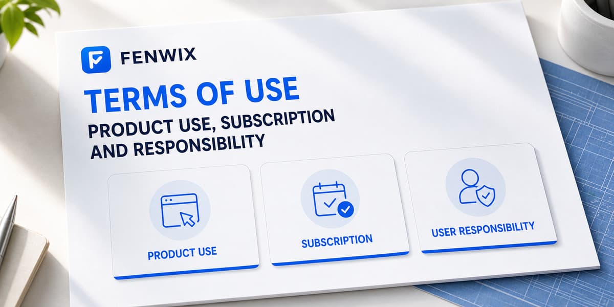 Terms diagram summarizing product use, subscription scope and user responsibility.