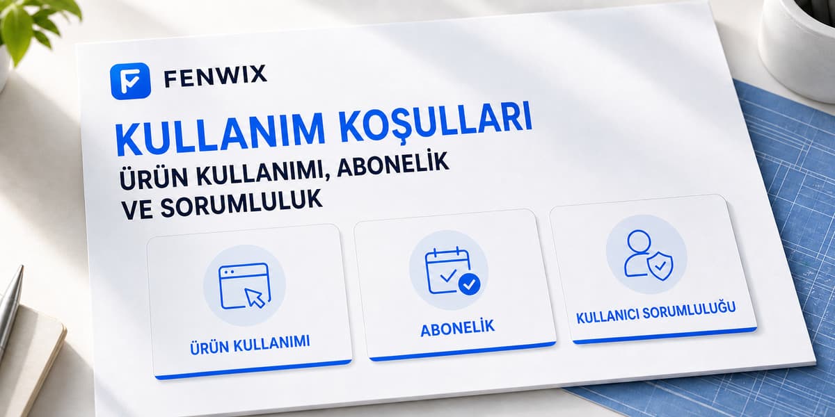 Ürün kullanımı, abonelik kapsamı ve kullanıcı sorumluluğunu özetleyen koşullar diyagramı.