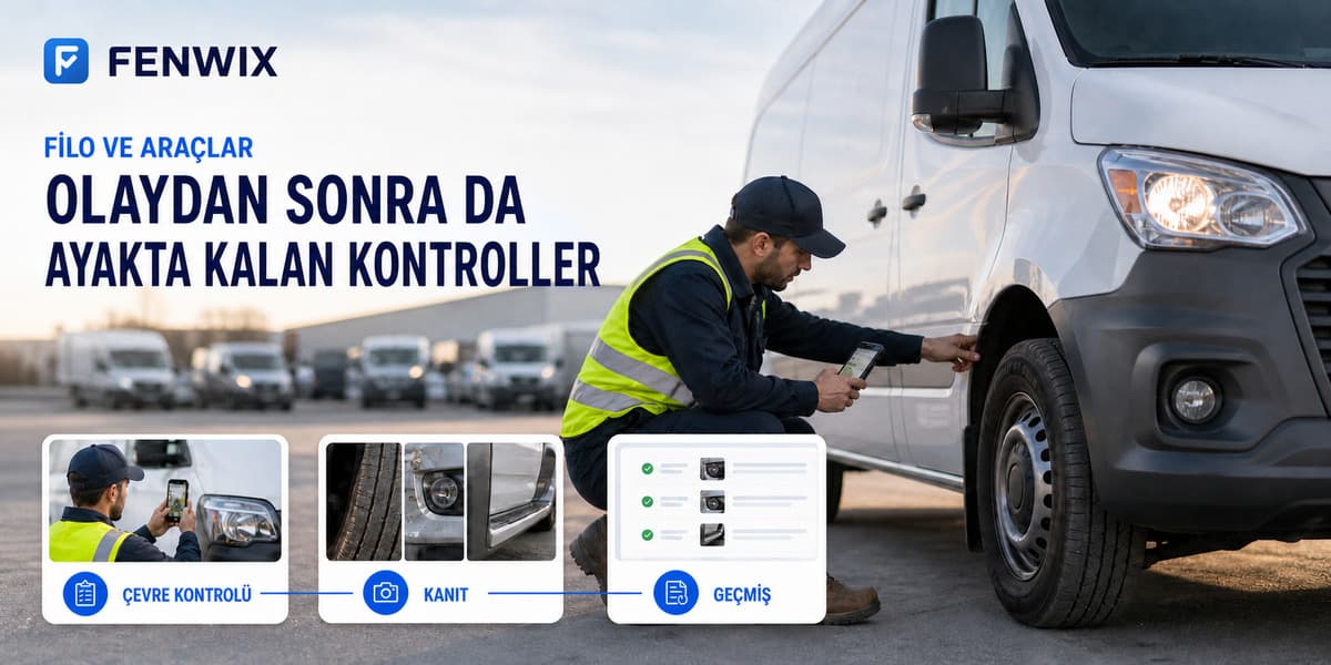 Araç çevre kontrolünü korunan kanıt ve geçmişe bağlayan araç merkezli denetim diyagramı.