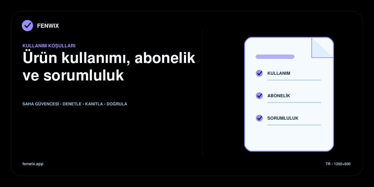 Ürün kullanımı, abonelik kapsamı ve kullanıcı sorumluluğunu özetleyen koşullar diyagramı.