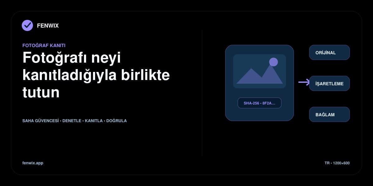 Orijinal denetim fotoğrafını işaretlemeden ayırırken kayıt bağlamını koruyan kanıt diyagramı.