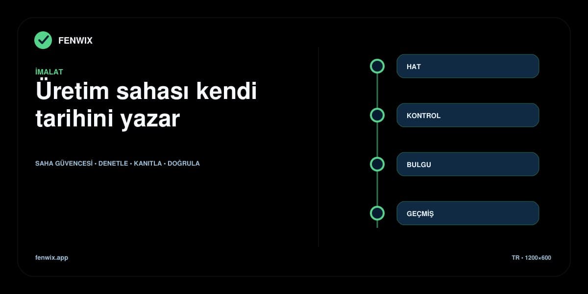 Üretim hattı kontrolünden bulguya ve korunan geçmişe uzanan imalat denetimi zaman çizelgesi.